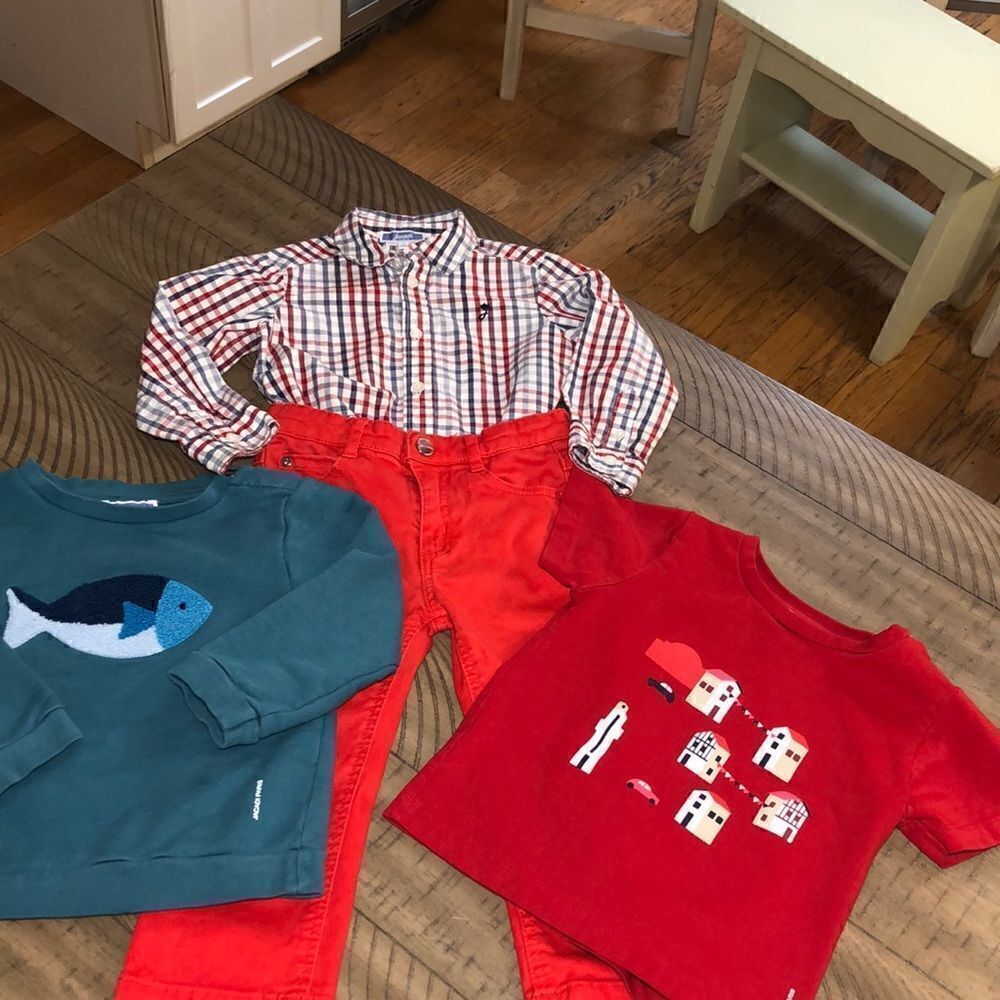 Jacadi Paris Nautical Child Outfit 🇫🇷 Shirts 36 mos. 96cm Jeans 24 mos. 88cm